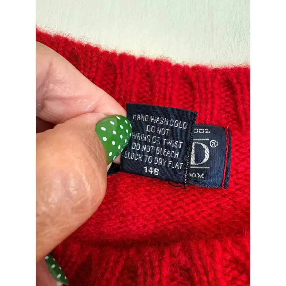 Lands' End Vintage 100% Wool Crewneck Sweater Red Men's Med Preppy Ivy league